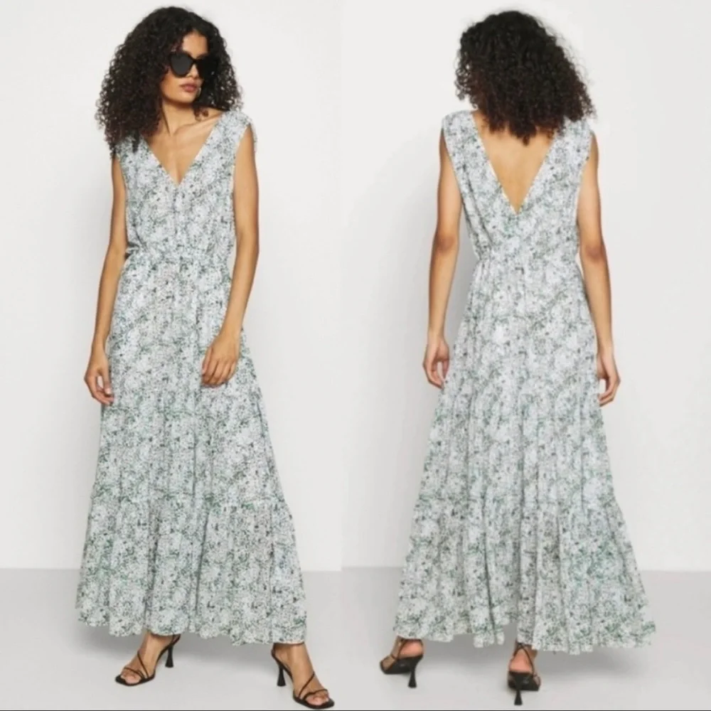 Banana Republic floral wrap botice tiered sleeveless maxi dress - Picture 2 of 7